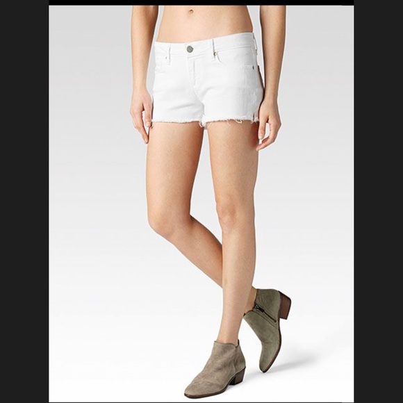 Paige White Fringed Denim Shorts - Picture 2 of 7